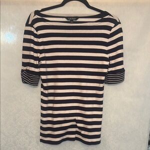 Lauren Ralph Lauren Black and White Striped Blouse